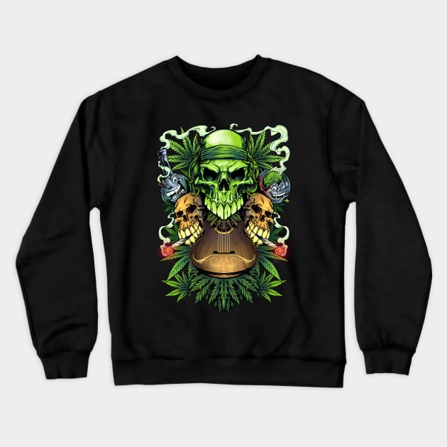 Marijuana Skulls Crewneck Sweatshirt by FlylandDesigns